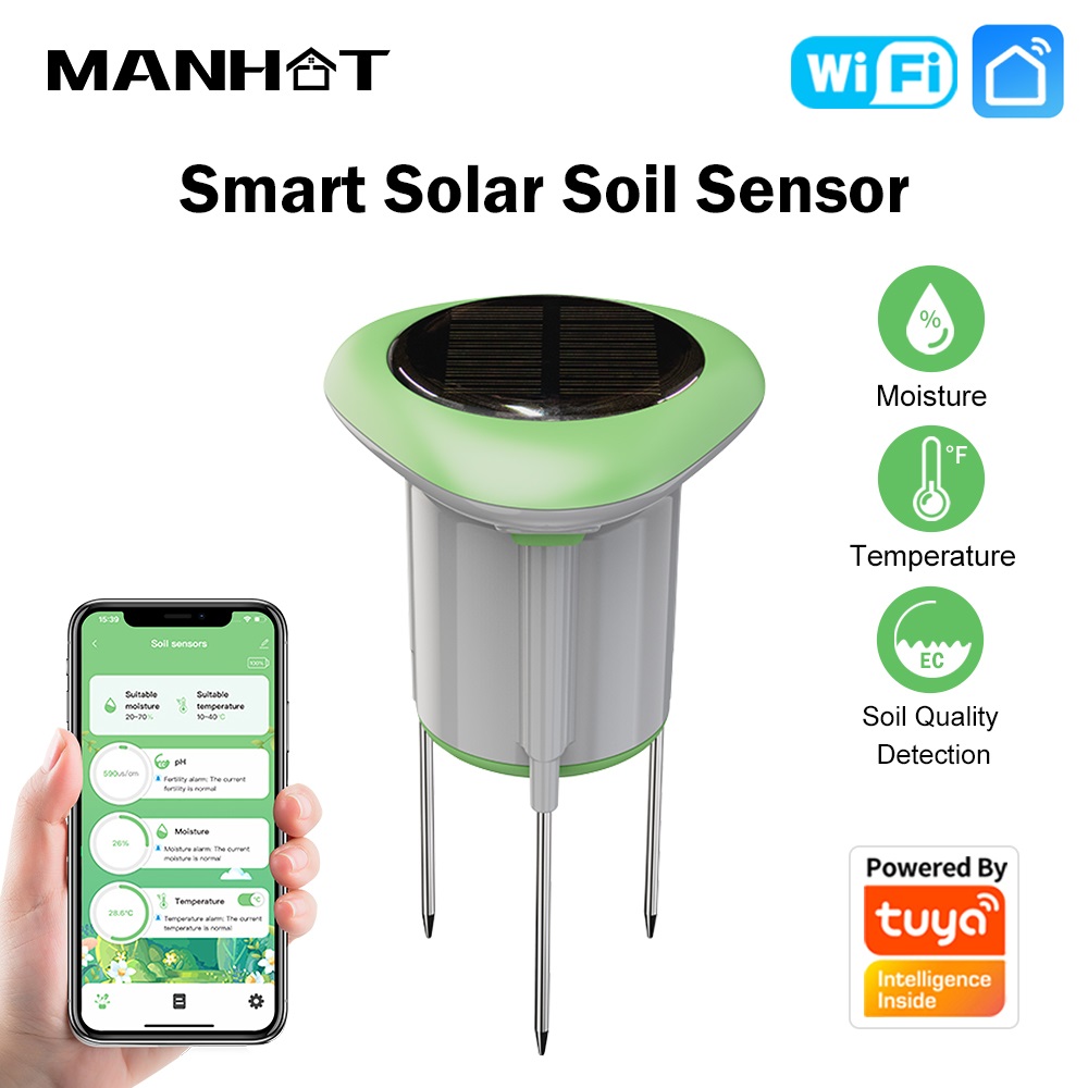 Smart Garden Irrigation - MANHOT WiFi 스마트 태양광 토양 센서
