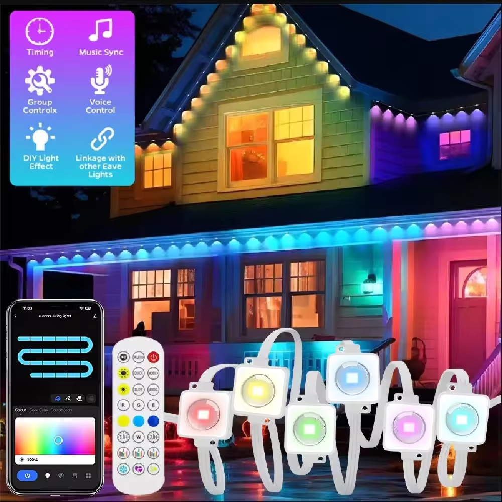 Smart Garden Outdoor - 15M/30M/45M/60M/90M RGBIC 스마트 처마등 (앱/리모컨 제어)