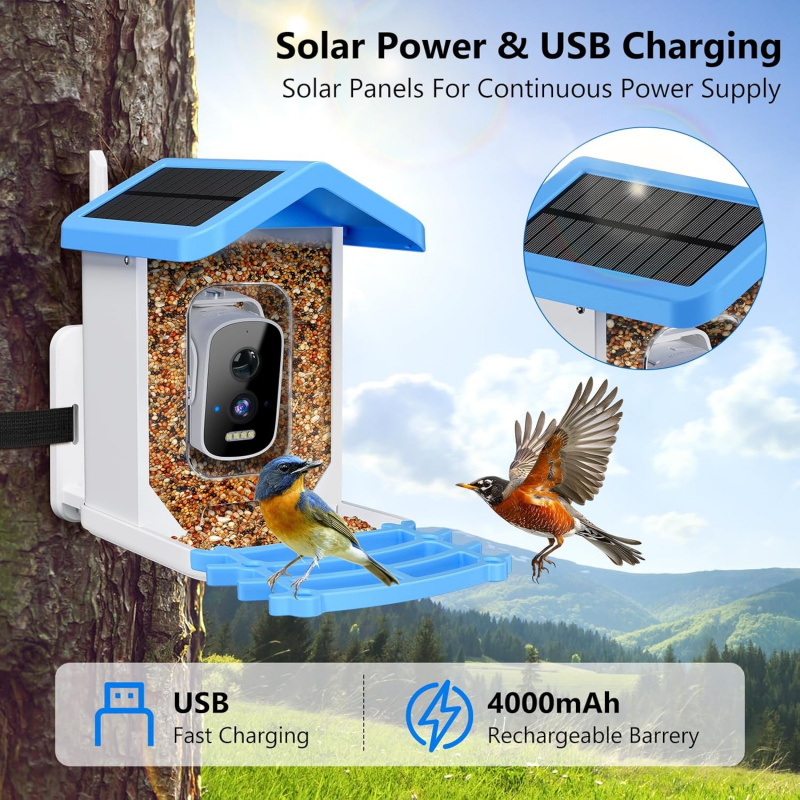 Smart Garden Outdoor - 카메라가 장착된 WiFi 스마트 새 먹이통,